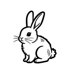 Fototapeta premium Black and White Illustration of Rabbit.