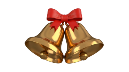 Golden Bells with Red Ribbon Decoration.