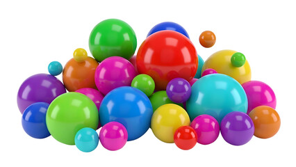 Colorful shiny balls piled together closely.