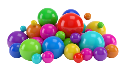 Colorful shiny balls piled together closely.