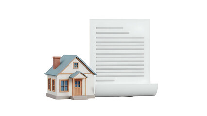 Miniature House with Contract Document.