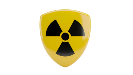 Yellow Shield with Radiation Symbol.