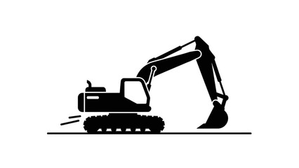 Black excavator machine heavy equipment. © AlyaNaja