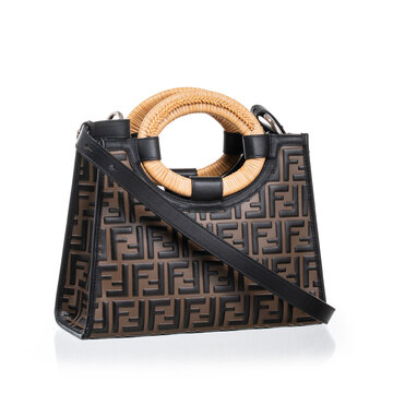 Fendi bag, Runway shopping bag model in calfskin with embossed FF print, photographed on a white background. Milan, Italy, October 3_2025