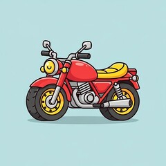 Obraz premium Red cartoon motorcycle with yellow seat.