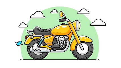 Obraz premium Yellow motorcycle with clouds background.