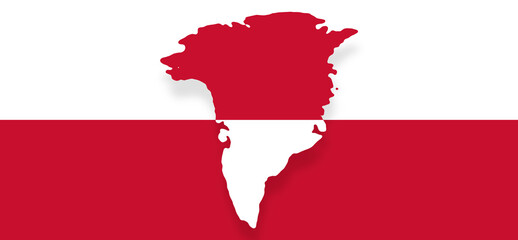 abstract flag background of Greenland, simplified symbol shape of the map of Greenland