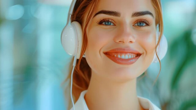 Harmony in Sound: Captivating close-up of a youthful individual enraptured in the world of music. The subject, immersed in the melodies, radiates pure contentment and a tranquil state of mind.