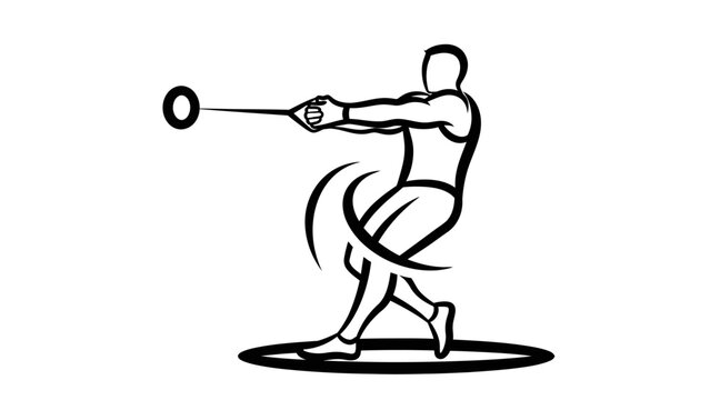 Man swinging hammer athletic event.