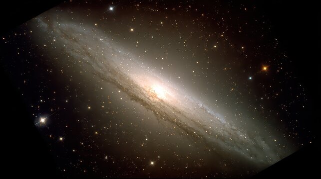 Spiral Galaxy M81 in Deep Space with Visible Stars and Dust Clouds in the Dark Sky