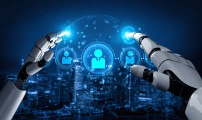 Fotobehang Sportwinkel AI expands business networking using smart platforms and virtual assistants to foster digital collaboration and professional engagement opportunities. Vouch  © InfiniteFlow