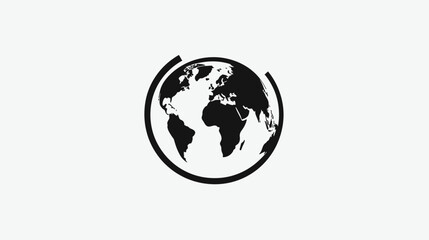 Obraz premium Black and White Globe Icon Illustration.
