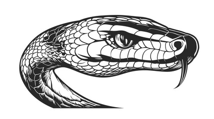 Naklejka premium Black and White Snake Head Illustration.