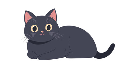 Black Cat Illustration with Pink Ears. © Rere_Art151