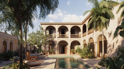 Obraz premium Luxury Oasis: Tranquil Courtyard Estate