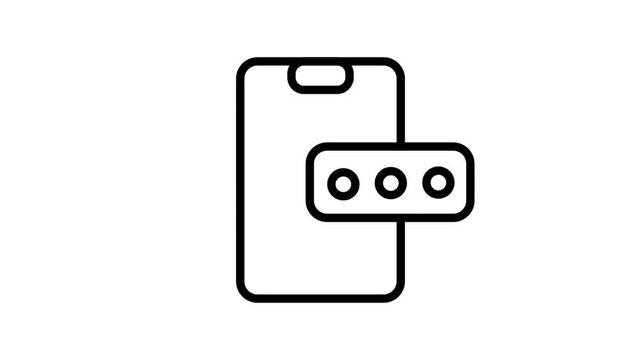 Mobile Verification line animation. Smartphone with password bubble representing mobile verification code otp security authentication and digital communication mobile app.