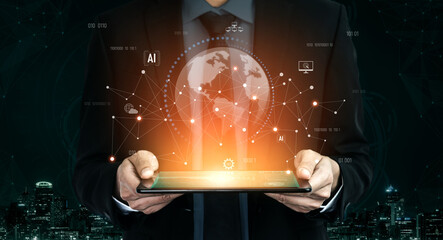 Global AI network showing connection between AI, global, and network elements across the digital world and data infrastructure Vouch