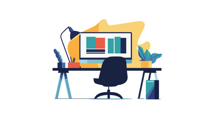 Fototapeta premium Modern Office Desk Workspace with Computer Monitor.