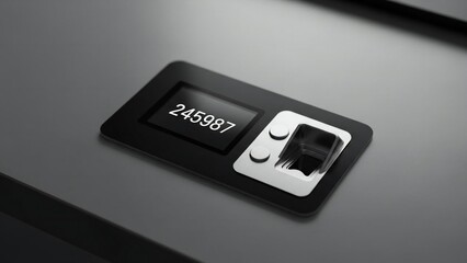 Digital authentication token displaying a code for secure password access via biometric scan.