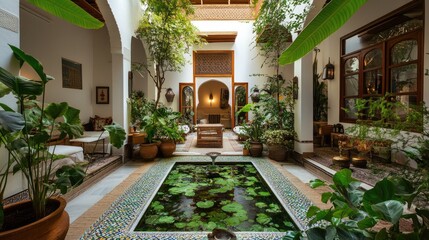Serene Oasis: A Lush Indoor Courtyard Garden
