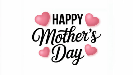 Happy mother s day graphic with pink hearts and elegant calligraphy
