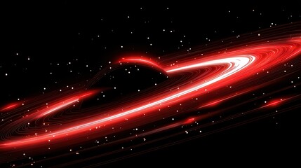 Abstract Red Glowing Light Streaks on Black Background with Particle Effects for Futuristic Dynamic Design