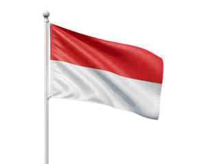 Majestic Indonesian flag waving proudly on a flagpole, symbolizing national pride and heritage, perfect for patriotic themes