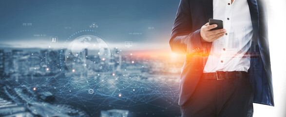 Global AI network showing connection between AI, global, and network elements across the digital world and data infrastructure Vouch