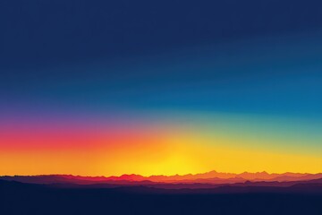 Abstract Pixelated Sunset Horizon Over Silhouetted Landscape with Gradient Sky