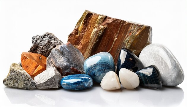 Polished Franklinite And Zincite Minerals On White
