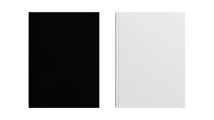 Two blank book covers in black and white mockup for design or publishing use