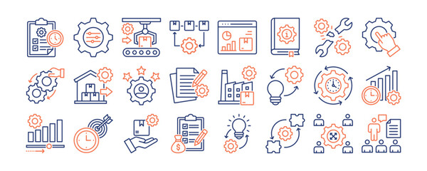 Operational Plan icon collection set. Containing design business, management, strategy, process, plan, development	