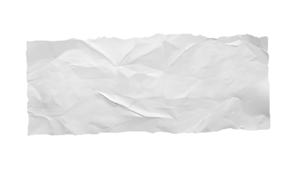 A crumpled piece of white paper on transparent background