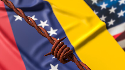 Political Conflict and Sanctions Between Venezuela and United States 3d render.