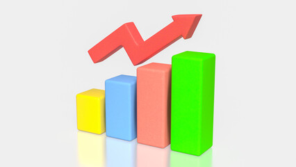 Business Performance Growth Concept with Colorful Bar Chart and Rising Arrow 3d render.