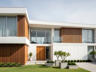 Refined architectural elegance a modern residence with verdant landscaping