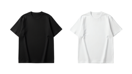 High quality oversized black and white t shirts on solid black background for design and branding use
