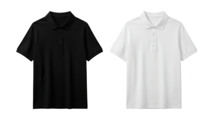 Elevate your business casual style with these classic black and white polo shirts, perfect for office wear or everyday professional attire.