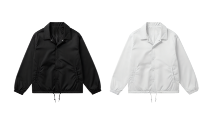 High-quality image of two stylish jackets in black and white, perfect for fashion and design inspiration