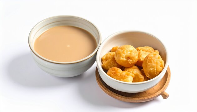 Mongolian salty milk tea suutei tsai with fried dough