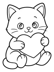 Obraz premium Kitten Holding Heart: A charming kitten cradles a heart, conveying affection and warmth. Perfect for expressing love and tenderness.