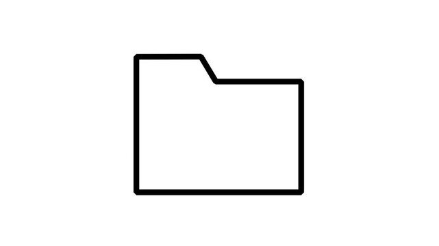Line animation folder. Clean outline icon of a digital folder for computer storage, data organization, and file management systems.
