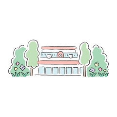 手描きの保育園の外観