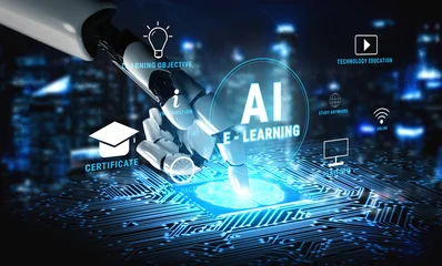 Fotobehang Sportwinkel The future of education is AI powered E-Learning. An adaptive AI learning platform with personalized courses and technology education for all. Motif  © InfiniteFlow