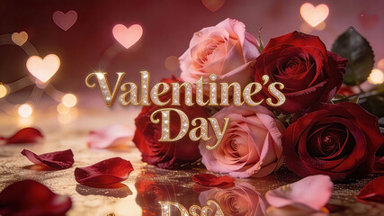 A Valentine's Day background featuring the text Valentine's Day in elegant, sparkling gold typography centered in the frame. Valentine's Day, Happy Valentine's Day, Valentine's Day Gifts