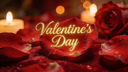 The text Valentine's Day written in elegant, glowing golden script font in the center. Valentine's Day, Happy Valentine's Day, Valentine's Day Gifts, Valentine Day