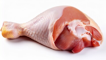 Raw Chicken Leg Quarter On White Background Isolated Generative Ai