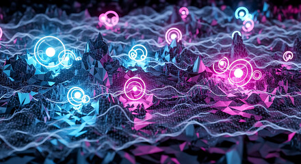 Neon lights in dark background.