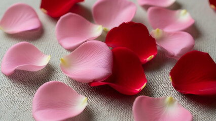 Rose Petals Scattered on Surface.