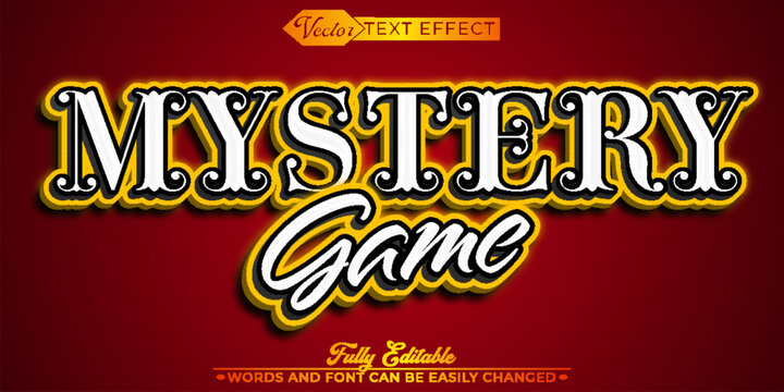  Mystery Puzzle Game Vector Editable Text Effect Template